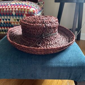 Helen Kaminsky brown raffia hat one size handmade in Madagascar